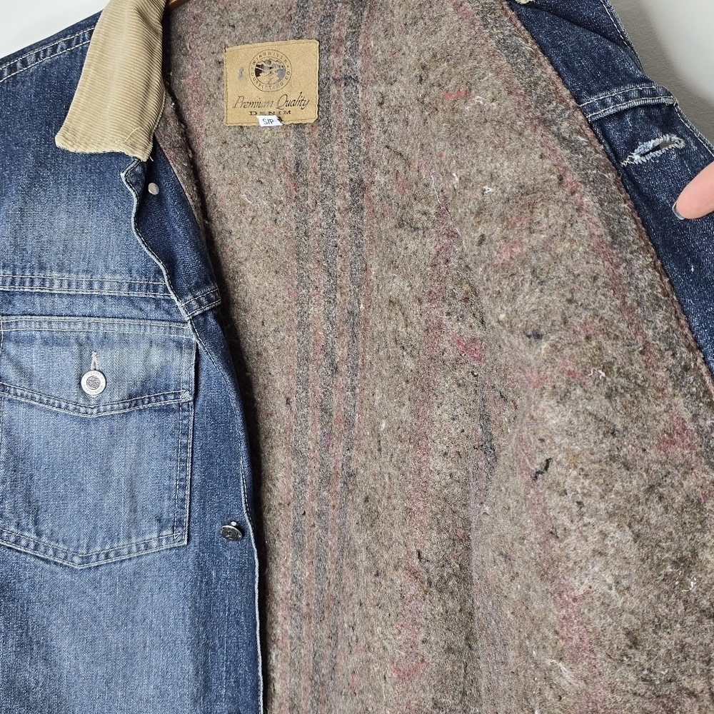 VintageWindRiver Men's Denim Jacket with Tan Corduroy Collar Size S Or Women's M - Picture 8 of 13